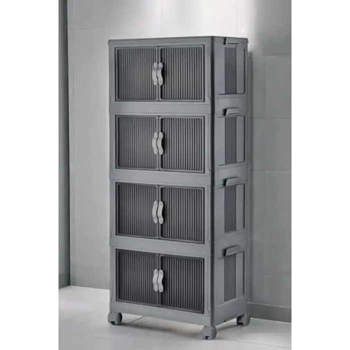 Katlanabilir Modüler Dolap 4 lü 54 cm x 31,7 cm x 127 cm (Antrasit)