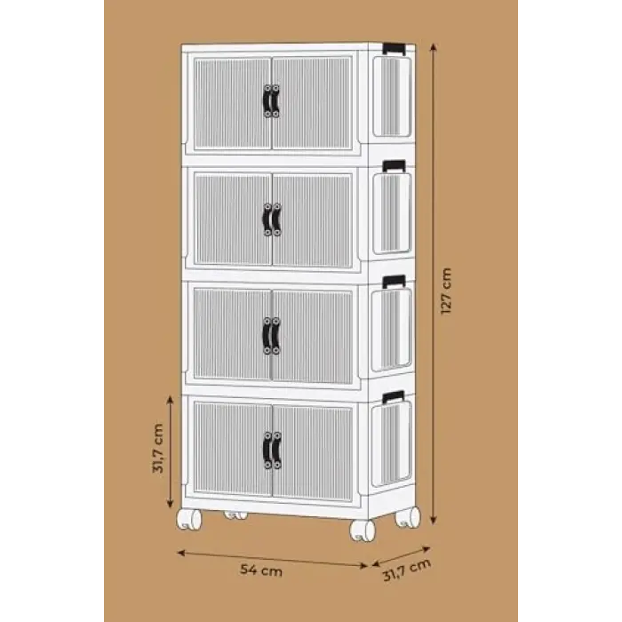 Katlanabilir Modüler Dolap 4 lü 54 cm x 31,7 cm x 127 cm (Antrasit)