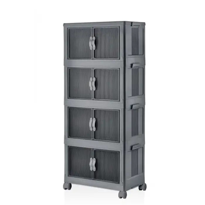 Katlanabilir Modüler Dolap 4 lü 54 cm x 31,7 cm x 127 cm (Antrasit)