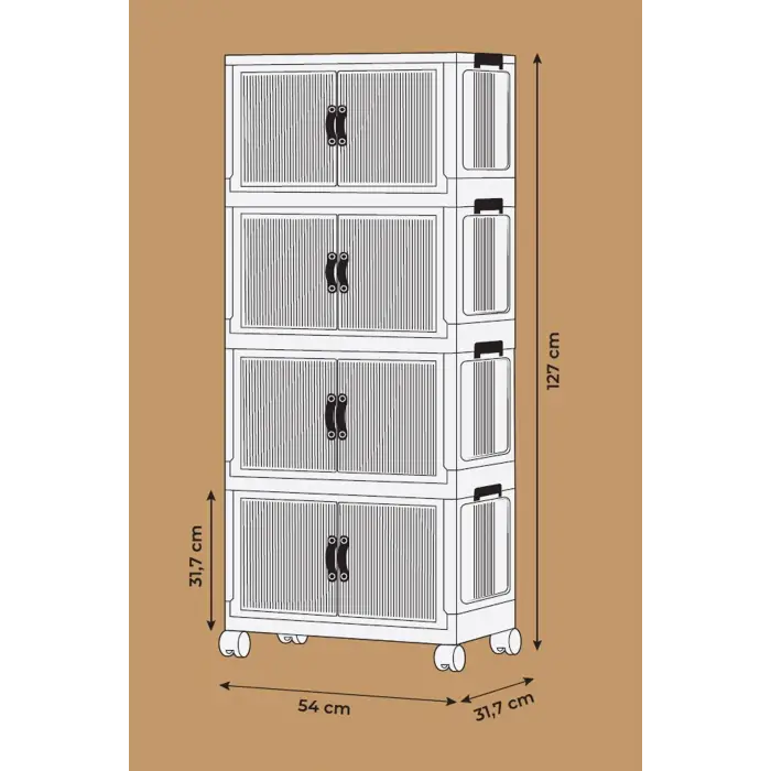 Katlanabilir Modüler Dolap 4 lü 54 cm x 31,7 cm x 127 cm (Antrasit)