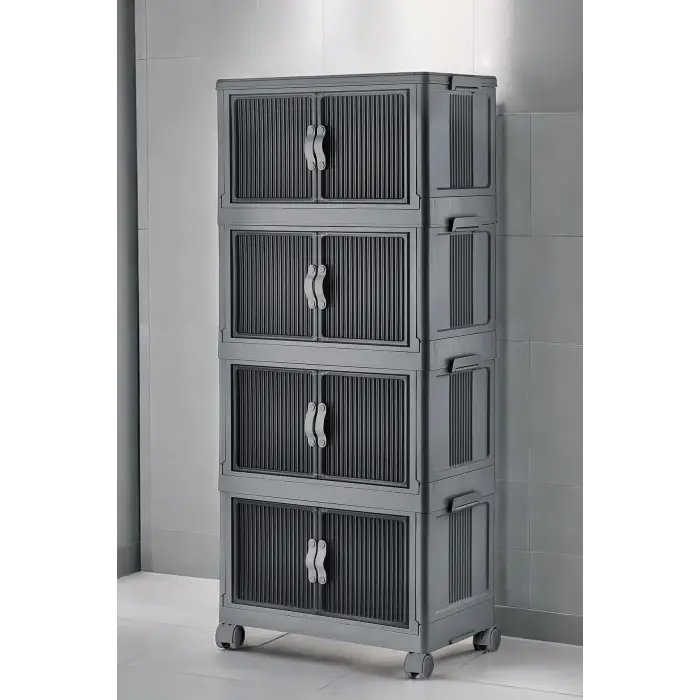 Katlanabilir Modüler Dolap 4 lü 54 cm x 31,7 cm x 127 cm (Antrasit)