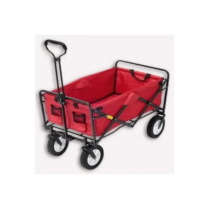 Katlanır Kırmızı Polyester Beach Waggon Taşıma Arabası