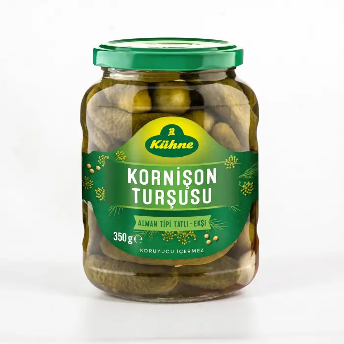Kavanoz, Alman Tarzı Gherkin Turşu Tatlı Tatlı Cam 350 ml