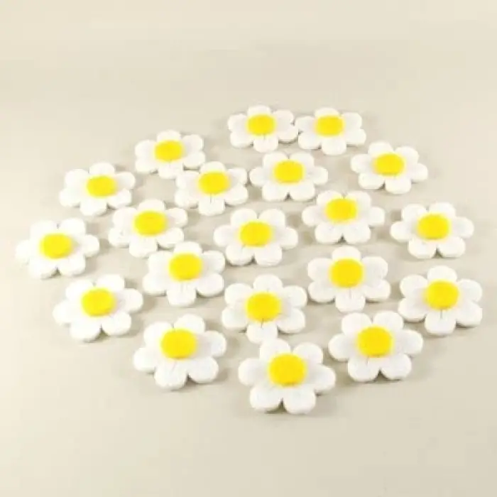 Keçe Beyaz Papatya, 4 Cm, 20 Adet