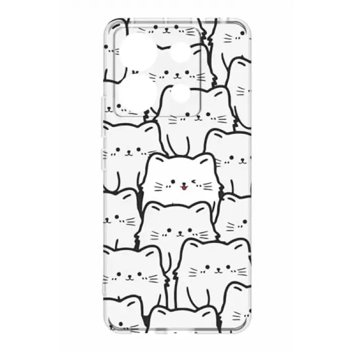 Kedi Baskılı Şeffaf Silikon Tablet Kılıfı, Kamera Korumalı