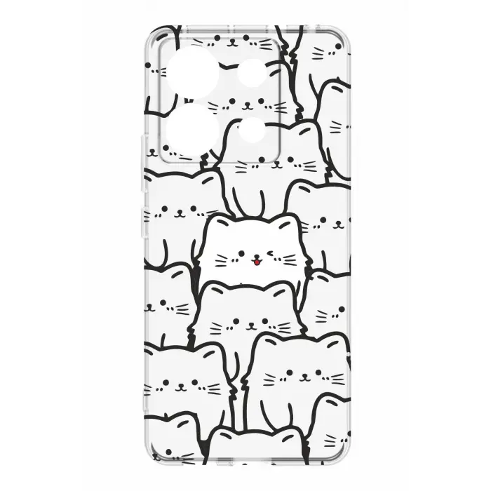 Kedi Baskılı Şeffaf Silikon Tablet Kılıfı, Kamera Korumalı