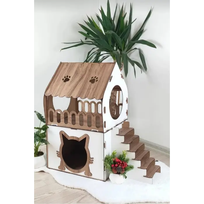 Kedi Evi 2 Katlı Merdivenli