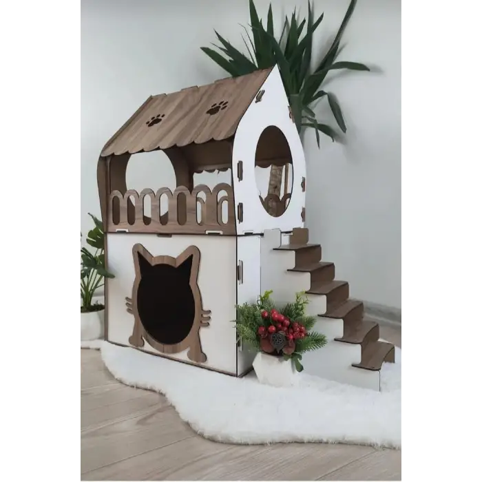 Kedi Evi 2 Katlı Merdivenli