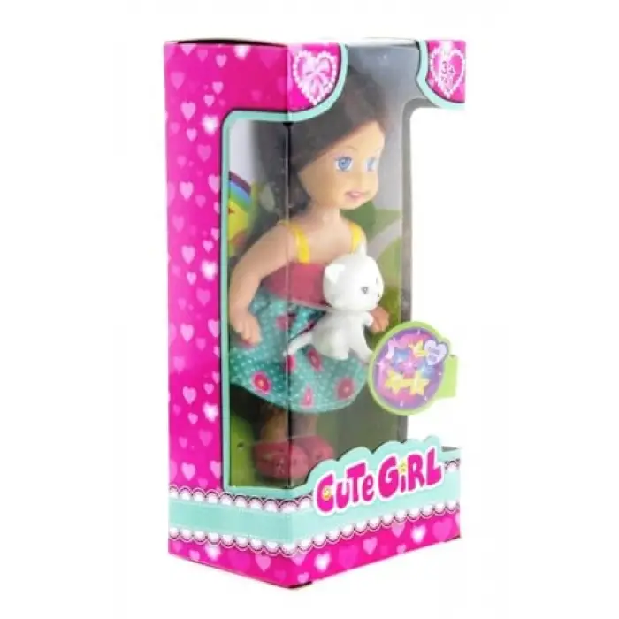 Kedi Figürlü Kumral Mini Bebek