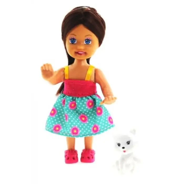 Kedi Figürlü Kumral Mini Bebek