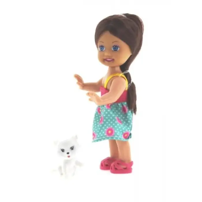 Kedi Figürlü Kumral Mini Bebek