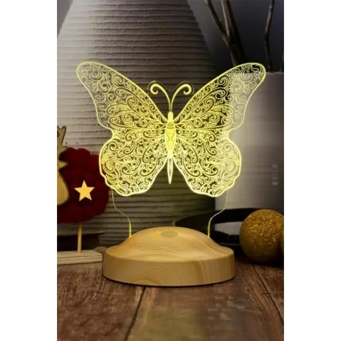 Kelebek Tasarımlı 3D LED Masa Lambası