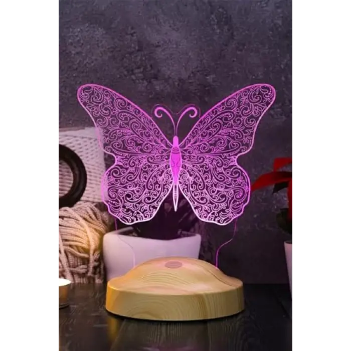 Kelebek Tasarımlı 3D LED Masa Lambası