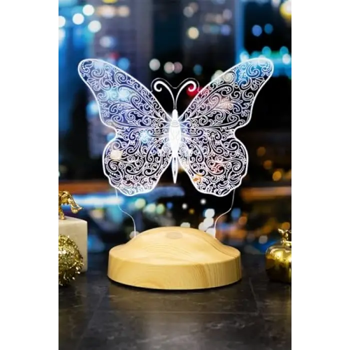 Kelebek Tasarımlı 3D LED Masa Lambası