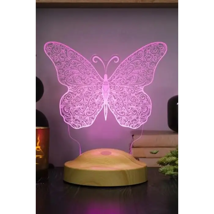 Kelebek Tasarımlı 3D LED Masa Lambası