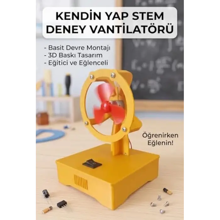 Kendin Yap STEM Deney Vantilatörü - Basit Elektrik Devresi Eğitim Seti (Dayanıklı Plastik Gövde)