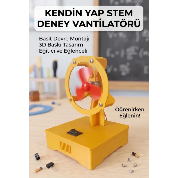 Kendin Yap STEM Deney Vantilatörü - Basit Elektrik Devresi Eğitim Seti (Dayanıklı Plastik Gövde)