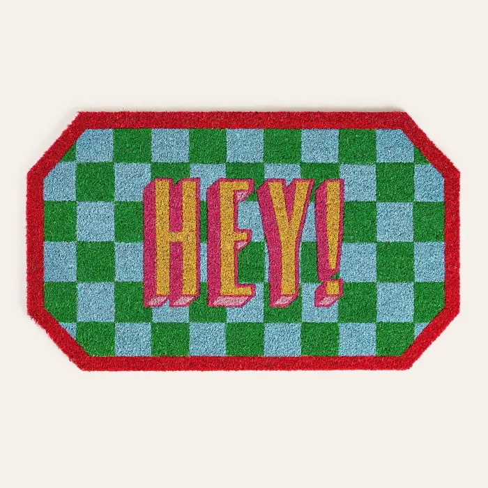 Kerala Mavi - Yeşil Coir Kapı Önü Paspası 45x75 Cm