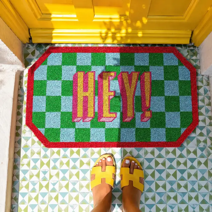 Kerala Mavi - Yeşil Coir Kapı Önü Paspası 45x75 Cm