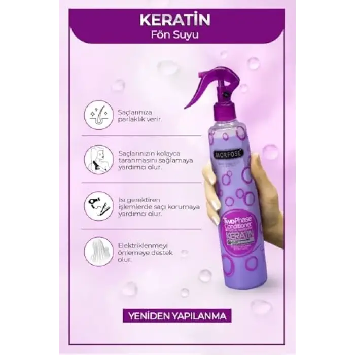 Keratin Içerikli Fön Suyu Mor 400 Ml