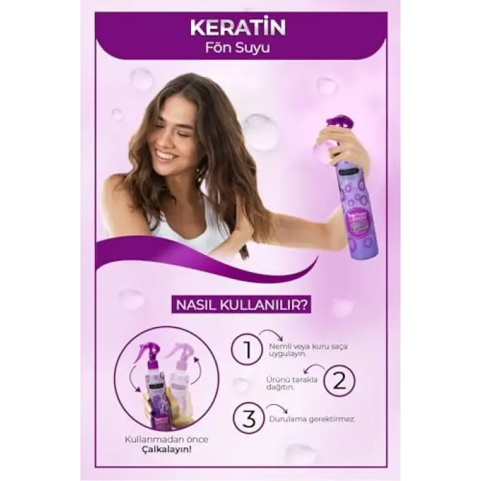 Keratin Içerikli Fön Suyu Mor 400 Ml