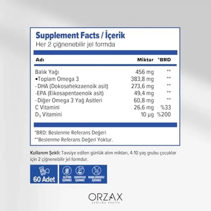 Kids Gummies Omega 3 60 Çiğnenebilir Jel Form