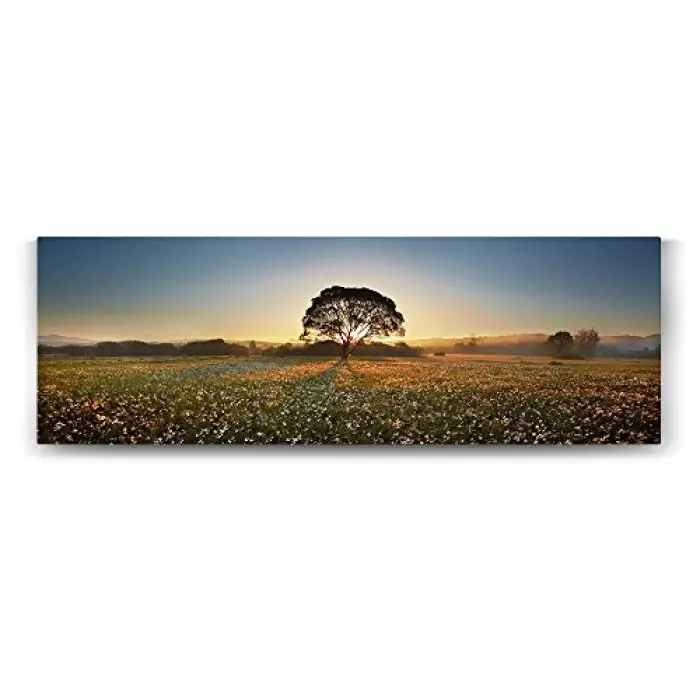 Kır Çiçekleri Ağaç Tablosu - 120x40cm