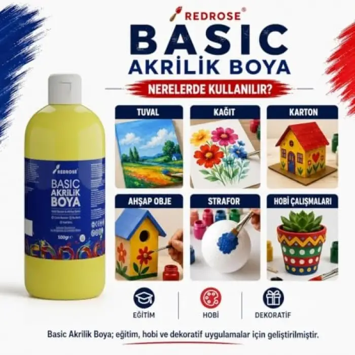 Kırmızı Basic Akrilik Boya 1000 g