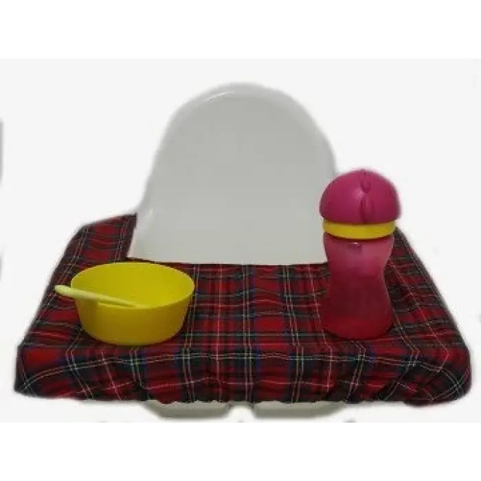 Kırmızı Ekoseli Mama Sandalyesi Örtüsü