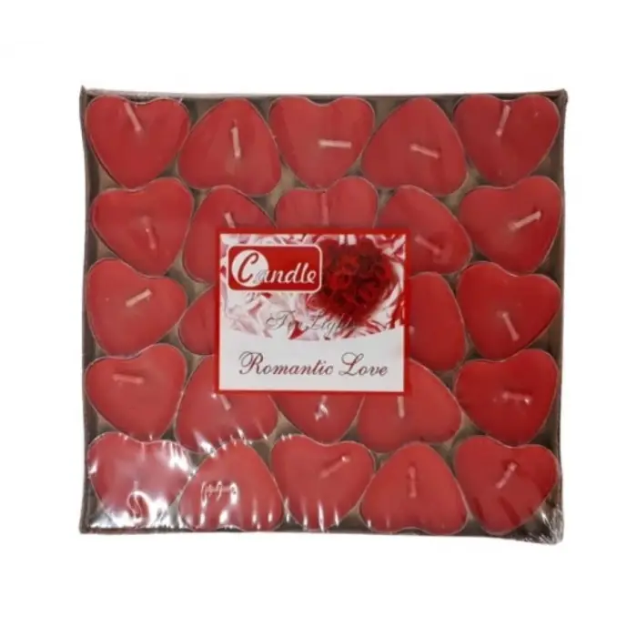 Kırmızı Kalpli 25 Adet Tea Lights Mum