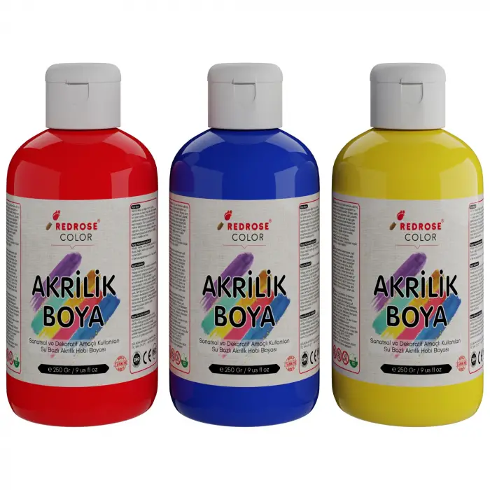 Kırmızı-Mavi-Sarı Akrilik Boya 3lü Set 3x250 g