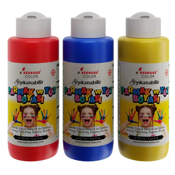 Kırmızı-Mavi-Sarı Parmak Boyası 3lü Set 3x120ml