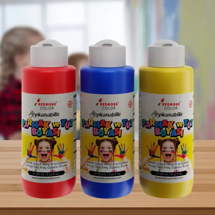 Kırmızı-Mavi-Sarı Parmak Boyası 3lü Set 3x120ml