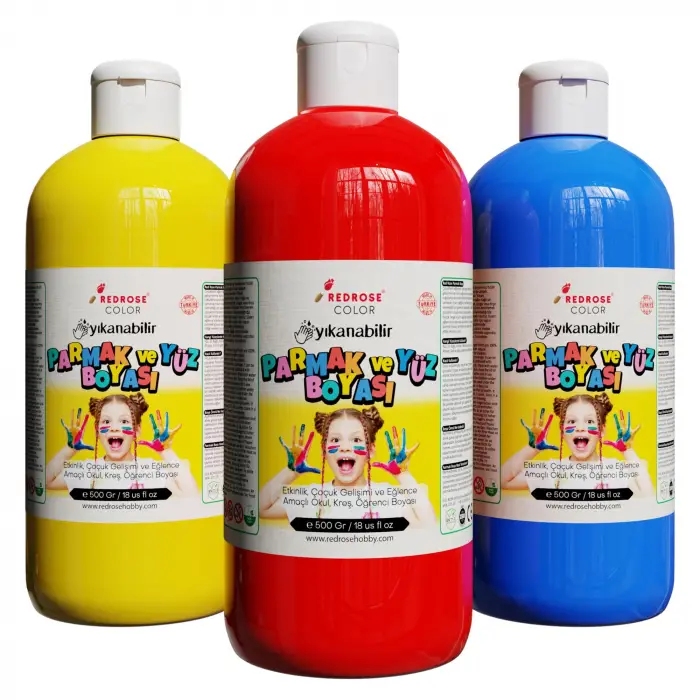 Kırmızı-Mavi-Sarı Parmak Boyası 3lü Set 3x500gr