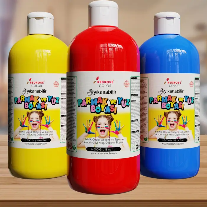 Kırmızı-Mavi-Sarı Parmak Boyası 3lü Set 3x500gr