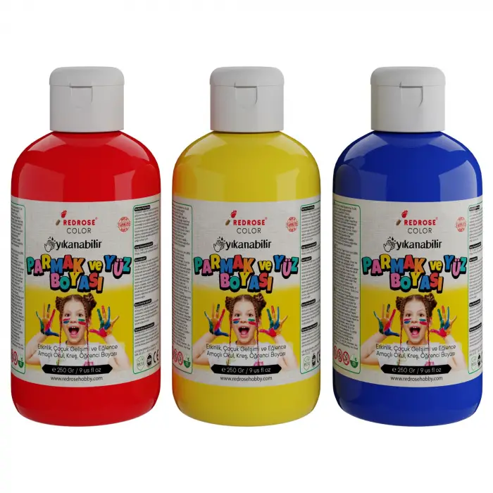 Kırmızı-Mavi-Sarı Parmak Boyası Set, 3x250 g, 3lü