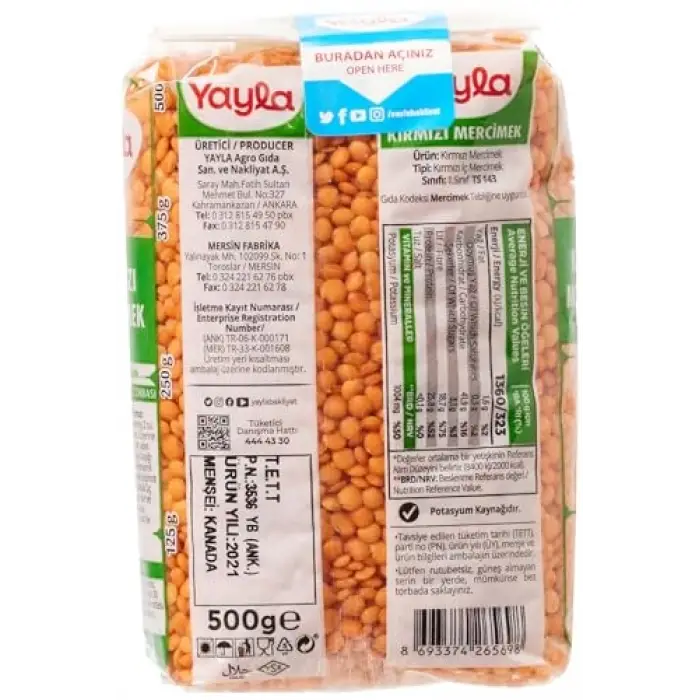 Kırmızı Mercimek, 500 g