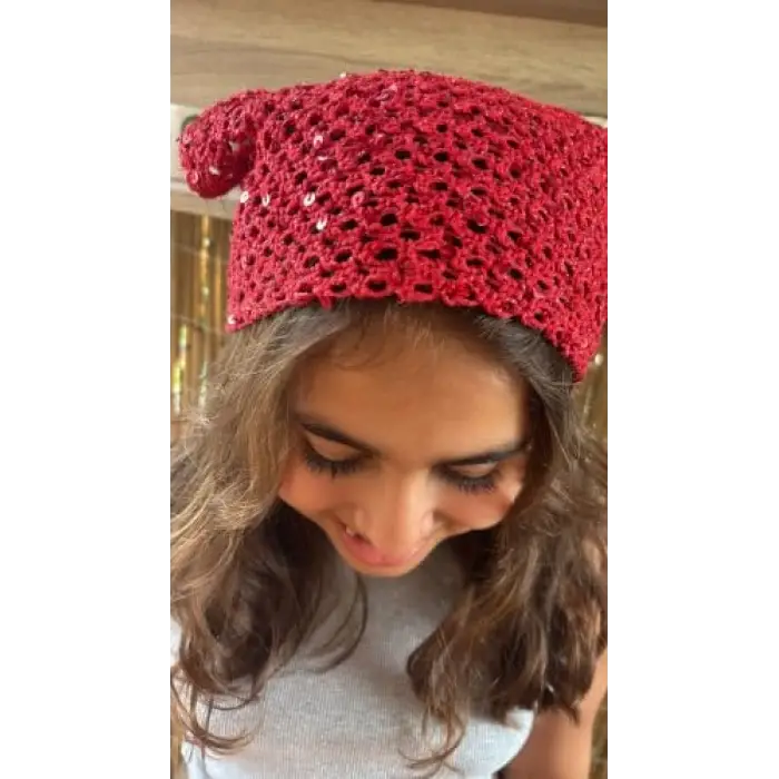 Kırmızı Örgü Bandana