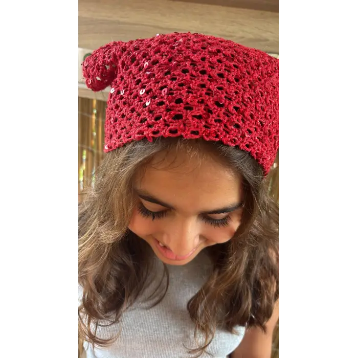 Kırmızı Örgü Bandana