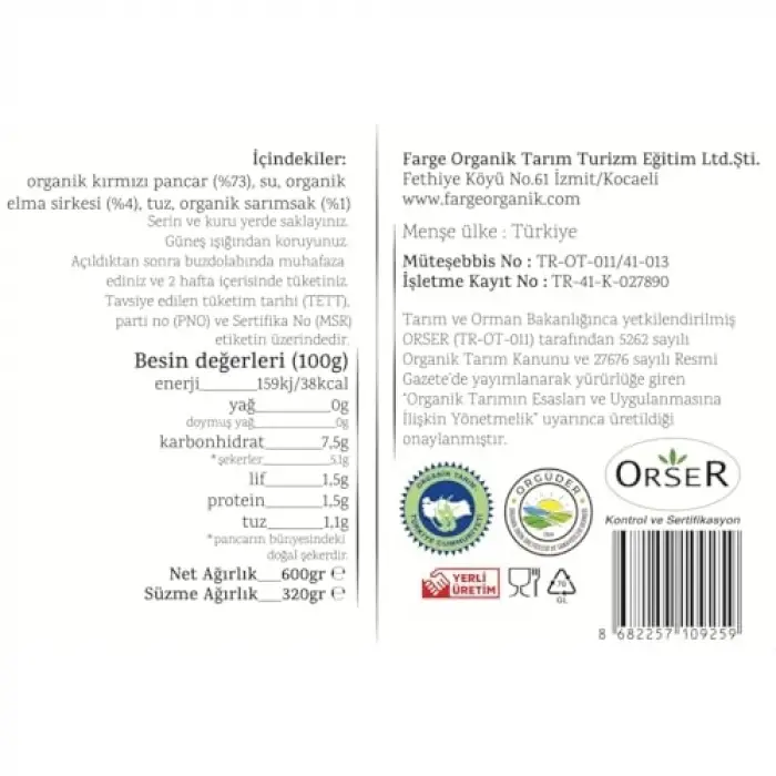 Kırmızı Pancar Turşusu 600 g