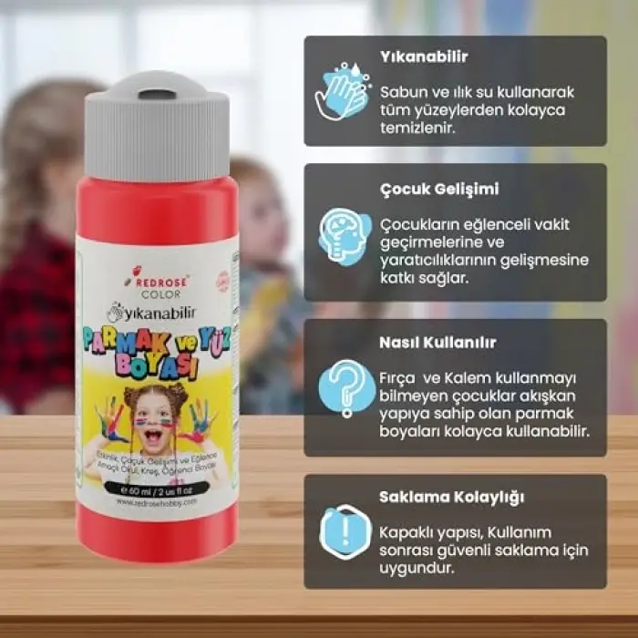 Kırmızı Parmak Boyası, 60 ml
