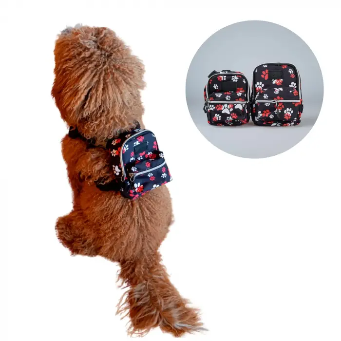 Kırmızı Pati Small Çantalı Köpek Göğüs Tasması