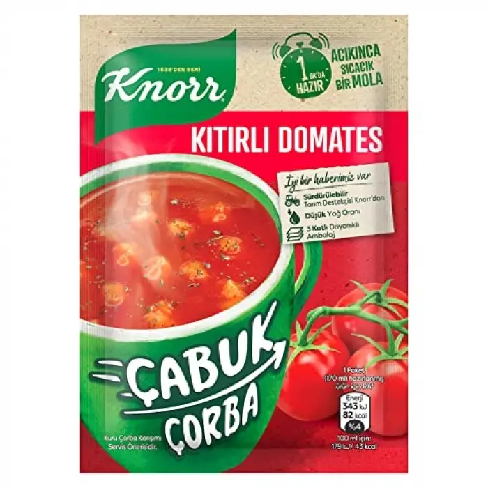 Kıtır parçalı domates çorbası, 22 g