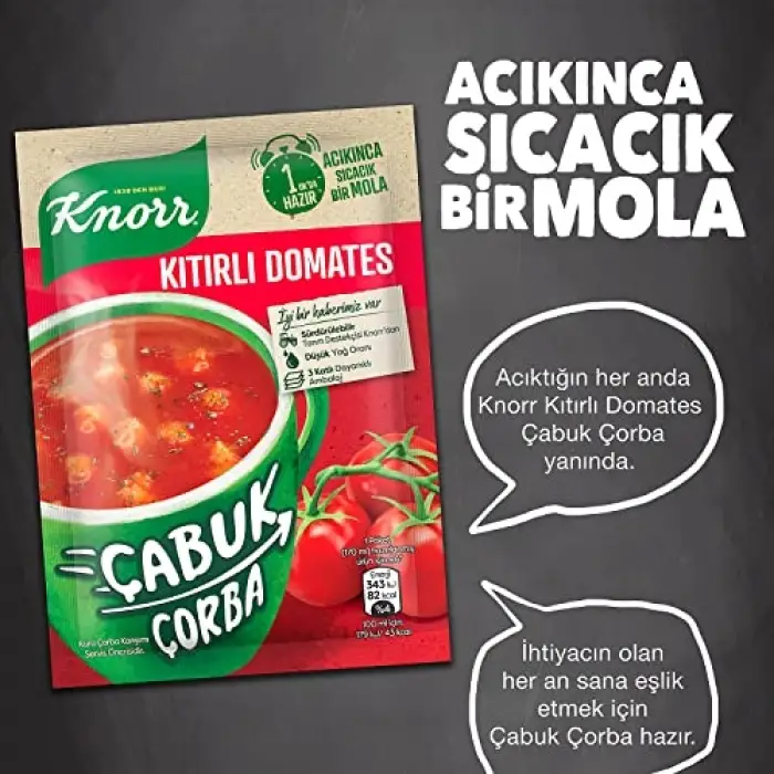 Kıtır parçalı domates çorbası, 22 g