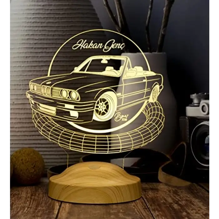 Klasik BMW E30 cabrio, BMW Logolu Hediye 3D LED Lamba