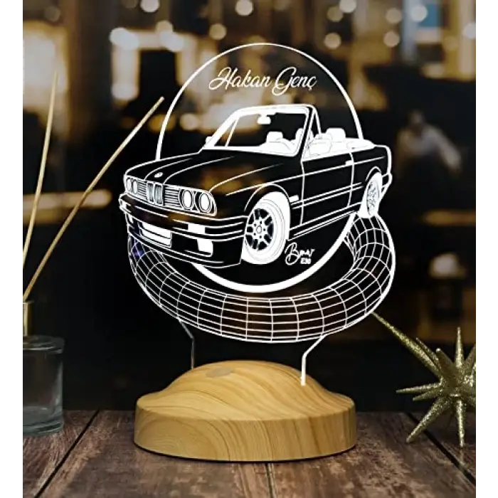 Klasik BMW E30 cabrio, BMW Logolu Hediye 3D LED Lamba
