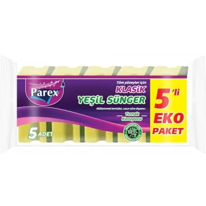 Klasik Yeşil Sünger Oluklu 5li