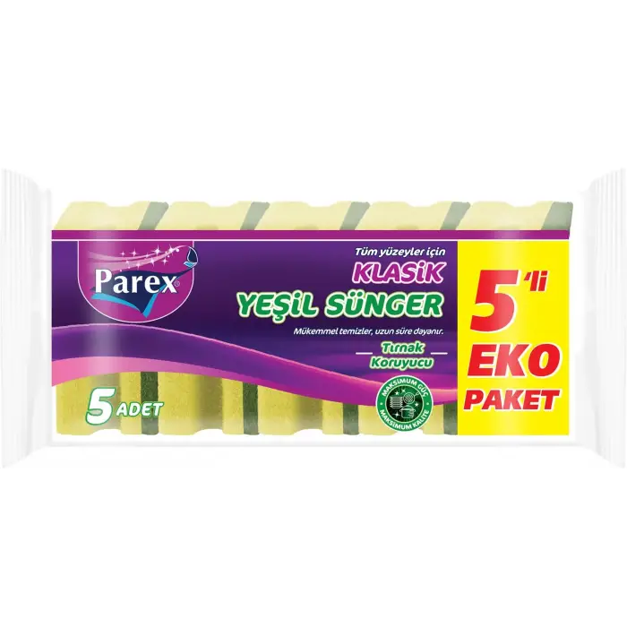 Klasik Yeşil Sünger Oluklu 5li