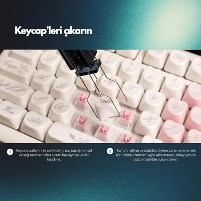 Klasse Keycap ve Switch Puller, 2si 1 Arada Klavye Tuş ve Switch Sökme Aparatı (Dark)