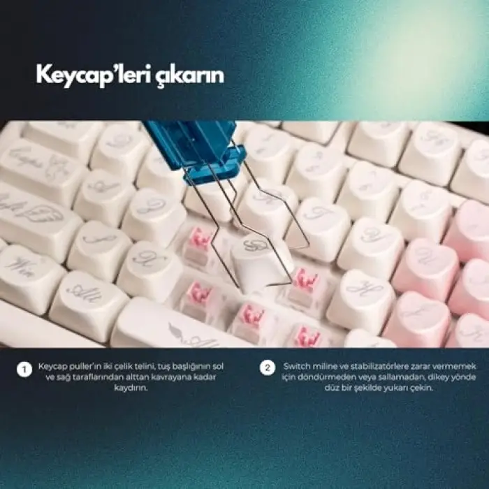 Klavye tuşu ve switch sökme aparatı, 2si 1 arada, Light